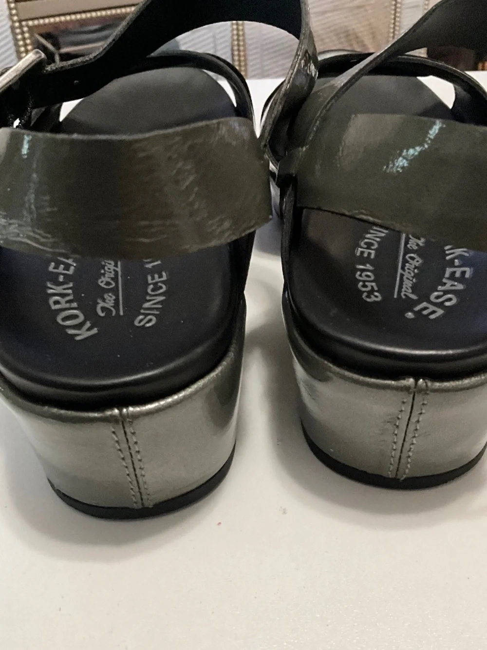 Grey Pattened Kork-Ease Sandals Size 9